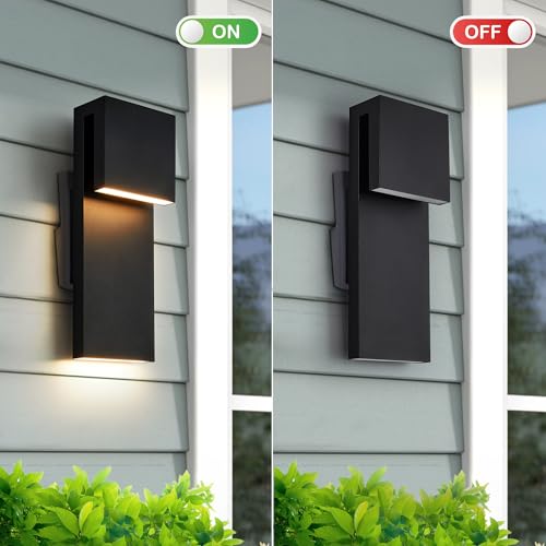 Image of Tarentlight Modern Porch Lights with 2 Pack,Outdoor Indoor Integrated LED Wall Lights,2-Light Total 17W,3000K, Textured Black Finish,Outside Lights Waterproof for House Front Door Patio Garage