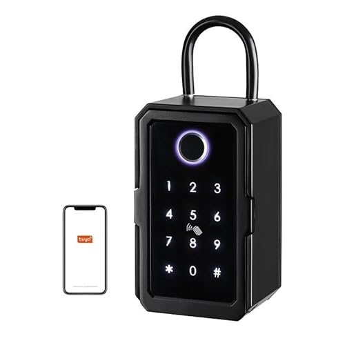 Safe Box, Outdoor Waterproof Safe Security Intelligent Password Storage Lock Tuya or TTLock APP Key Box Anti-Theft Box(TUYA Version)