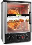 NutriChef Multi-Function Rotisserie Countertop Oven | 24 Quart Vertical Glass Door Convection Oven, for Rotisserie Roasting & Broiling | Timer & Temperature Control | 13.4 x 12.2 x 18.9