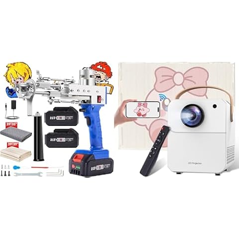 Riiai Cordless Tufting Gun Starter Kit, Wireless Tufting Gun with Carpet Trimmer and Projector Cover