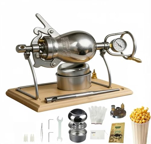 Máquina de palomitas tradicional, cañón de palomitas chino vintage, palomitero de alta presión de acero inoxidable 304 para reuniones familiares y decoración del hogar(350ml)