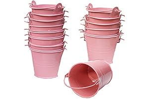 Pink Mini Metal Bucket Tin with Sheer Bag Valentine Tins