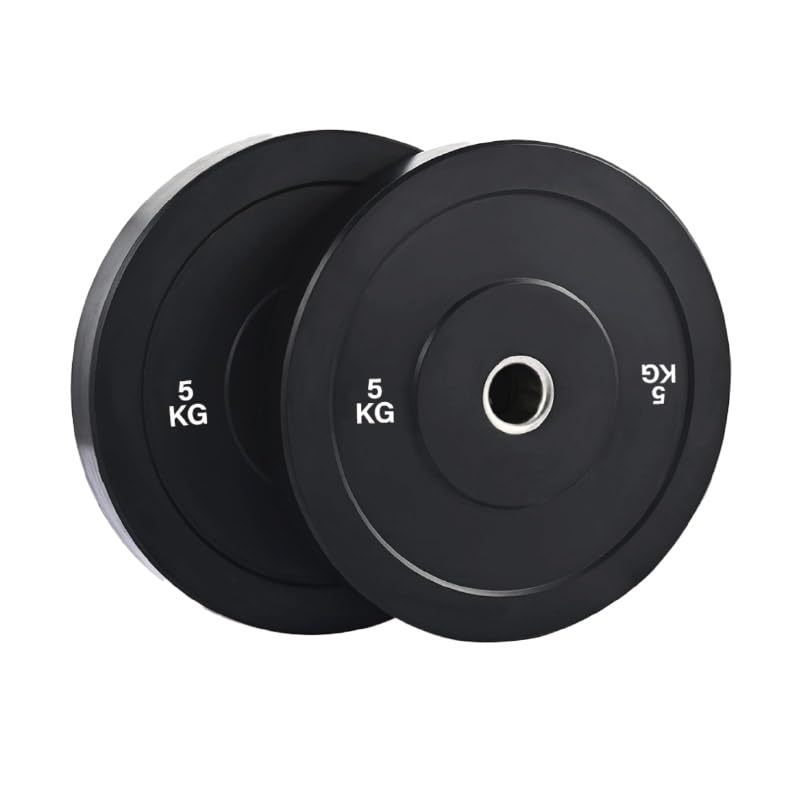 Bumper Weight Plates for Olympic Barbells, High-Density Rubber with Steel Core, 1.25kg–25kg Pairs and Sets from 45kg to 250kg, Home Gym Strength Training (5 kg - Pair)