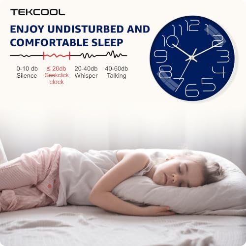Image of TEKCOOL Plastic Digital Wall Clock 12 inch Silent Quartz Decorative Non-Ticking Classic Clock Battery Operated Round Easy to Read for Room /Home /Kitchen /Bedroom /Office /School-(Blue)'