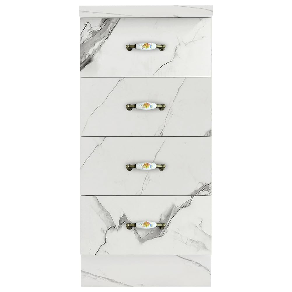 Shally Dogan Cassettiera Mobile Base per Cucina con 4 Cassetti, Mobiletto Componibile con Struttura in Legno Solida e Resistente, Organizer Dimensioni 40 x 50 x 85H cm (Marmo)
