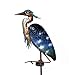 TERESA'S COLLECTIONS 106cm Statue de Jardin Héron, Figure Oiseau sur Pied Lumière Solaire Extérieur LED, Décoration de Jardin Métal Verre Imperméable Lumière avec Pique Sol Lampe Solaire Oiseau