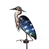 Teresas collections garden decor for outside blue heron solar lights 42 glass lawn ornaments with outdoor lights decorative stake yard art decorations outdoor for patio gifts for mom grandma  urban country home decor