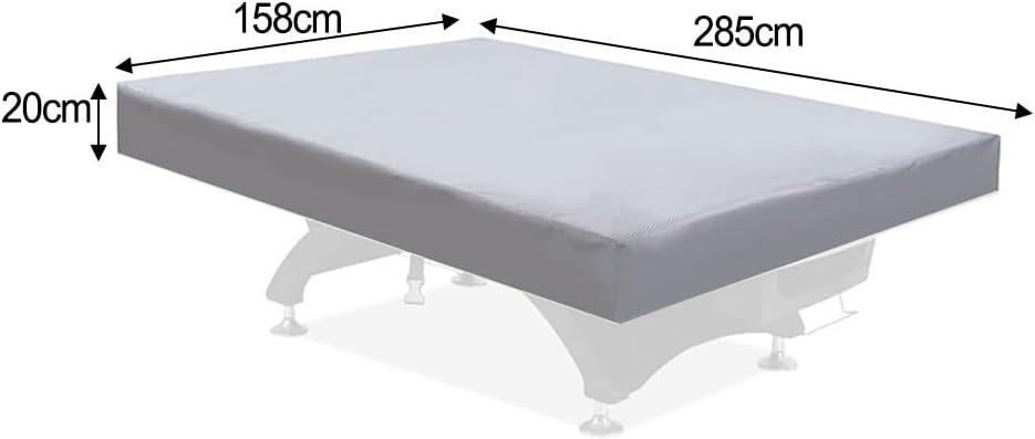 Heavy Duty 210D Oxford Cloth Waterproof Billiard Pool Table Cover, All-Weather and Snowproof Protector with Adjustable Drawstring Fit for 7/8/9 Foot Tables for Snooker and Pool Tables(grey 9FT)