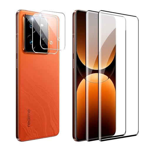 FDHYFGDY 2+2 Piezas Protector de Pantalla para Realme GT 7 Pro Cristal Templado, Protector de cámara y película Protectora de Vidrio, Dureza 9H, Pantalla HD antiburbujas