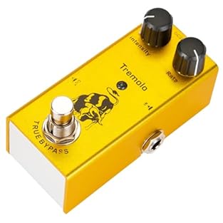 Tremolo for guitar:a great gift for your friend and family,guitar sound effect pedal Pedal effect for electric guitar:built-in fine-tuning device, you can fine-tune the tone and vibration mode,modulation guitar pedal Guitar effect:made of alloy mater...