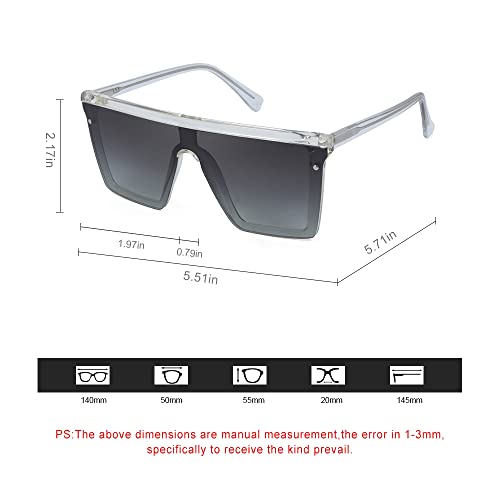 Flat Top Shield Sunglasses Rimless Square TR90 Frame Polarized Glasses For Women Men2