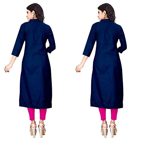 Image of NATEK Women's Cotton Straight Plain Kurtis Combo Pack of 2