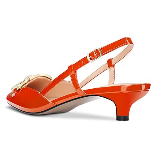 HEUIVZAR Slingback Pumps for Womens Pointed Toe Low Kitten Heel Ankle Strap Patent Casual Comfort Dress Shoes 1.5 Inch3