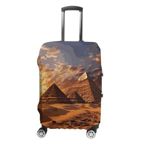 Egyptian Pyramids Elastic Luggage Cover Suitcase Protector for 19-32 Inch Suitcases | Universal Stretchable Travel Bag Cover | Anti-Scratch, Washable with Zipper Closure L