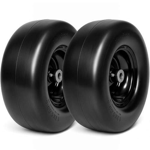 MOTOOS 13x5.00-6 Flat Free Tire and Wheel Assembly 2 Pack