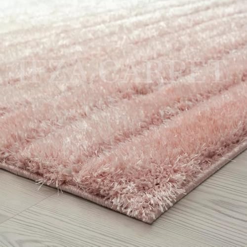 Image of Super Soft Floor Area Rug 7 x 10 Feet Soft Smooth Thick Non-Slip Fluffy Shaggy Carpet for Bedroom, Drawing, Kids Room, Office with Upto 2 Inch Microfiber High Pile (Peach Ivory B)