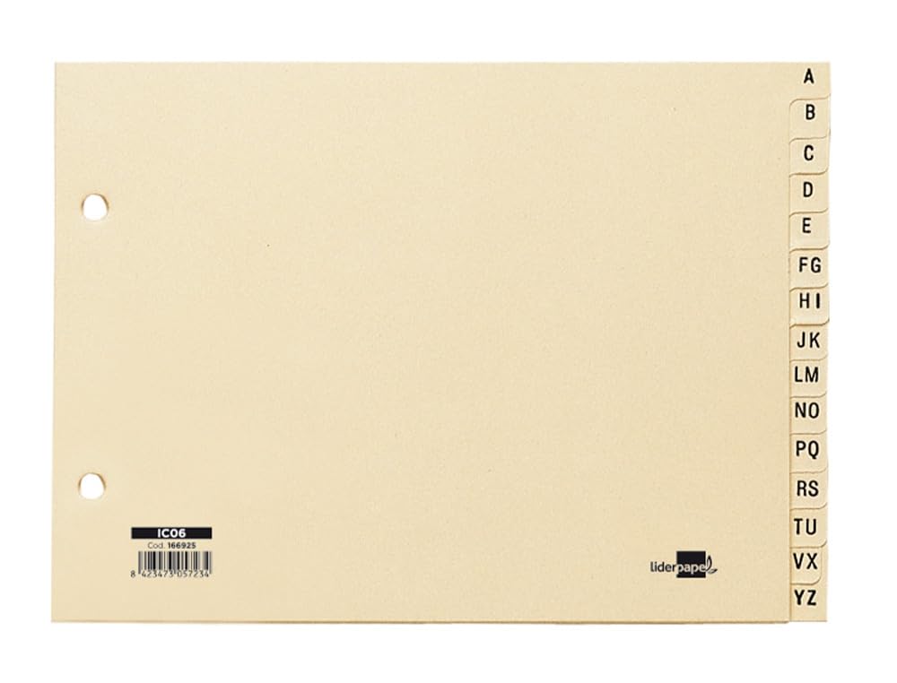 Liderpapel Alphabetical Index for File Folder 15 Positions A-Z Fourth Landscape