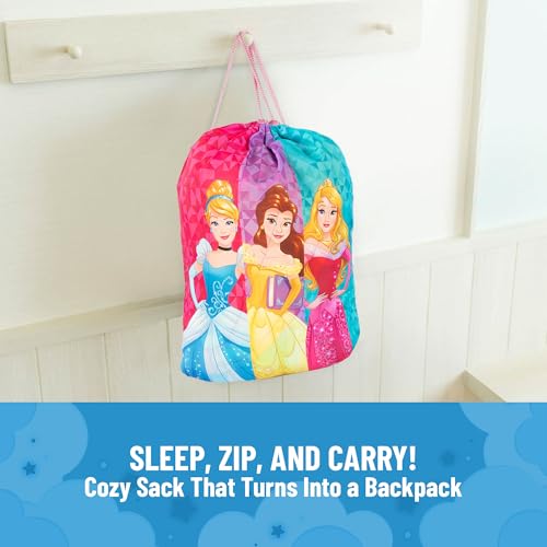 Image of Jay Franco Disney Princess Trip Slumber Sack - Cozy & Warm Kids Lightweight Slumber Bag /Sleeping Bag - Featuring Ariel, Belle, and Cinderella