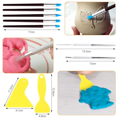 Miniatura 4 de Vfandv Herramientas De Escultura De Arcilla, 44 Piezas Herramientas Arcilla Con Bolsa Ceramica Para Modelar Herramientas Kit Ceramica Principiantes Para Diy Cerámica Manualidades Tallado Artístico