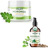 100% Natural Ingredients Moringa Oil Body Butter for Dry Skin with Vitamin A, C, and E and 100% Pure Moringa Oil Organic for Face, Hair, Nails and Dry Skin - USDA Certified Single Origin Moringa Oleif -  PURA VIDA MORINGA