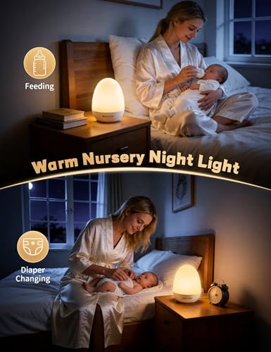 MediAcous Night Lights for Kids Room, Egg Light for Nursery with Stable Charging Pad, Dimmable Baby Night Light with 1H Timer & Touch Control, ABS+PC LED Egg Night Light for Breastfeeding, Up to 200H — view 4