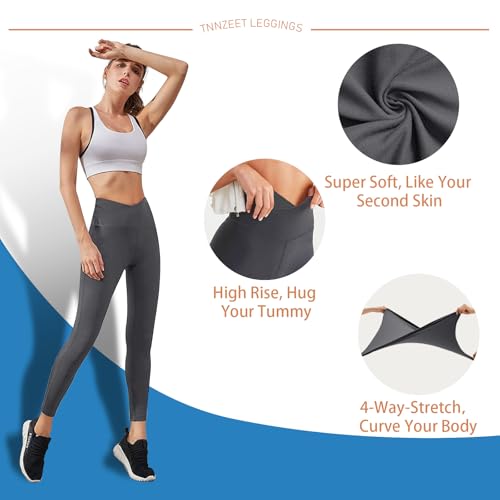 High Waisted Leggings for Women - No See Through Tummy Control Cycling Workout Yoga Pants with Pockets Reg & Plus