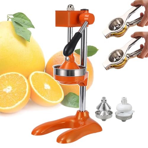 WOTZOV Exprimidor Manual de cítricos, procesador de Alimentos, Manual de Acero Inoxidable, exprimidor de Limones, Apto para Pitahaya, Naranja, sandía, etc.,Naranja