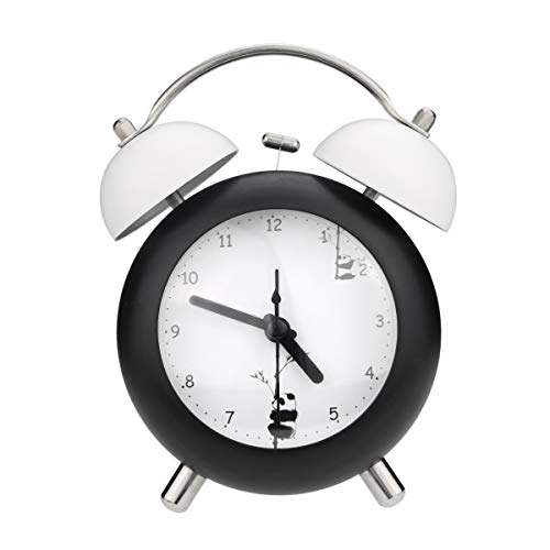 Pilife 4" Cute Alarm Clock for Kids, Loud Twin Bell Alarm Clocks for Heavy Sleepers, with Backlight , No Ticking and Battery Operated Alarm Clock,Vintage Alarm Clock for Bedroom Teen (Panda Character)
