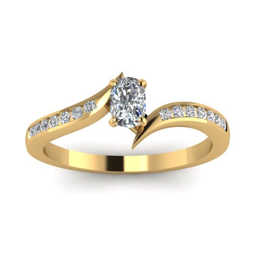 Petites bagues de fiançailles diamant or jaune pour demande unique - 2