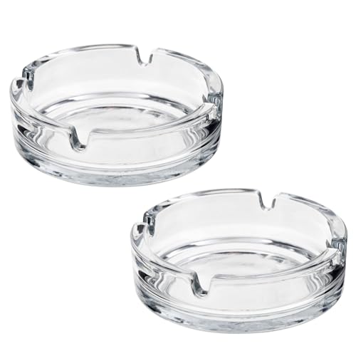 Set of 2 Round Glass Ashtrays for Inside or Outside | 2 x 10.5 cm Ash Trays Indoors | Ash trays Outdoors for Home, Garden, Bar or Pub Set of 2 Round Glass Ashtrays for Inside or Outside | 2 x 10.5 cm Ash Trays Indoors | Ash trays Outdoors for Home, Garden, Bar or Pub