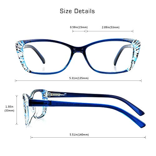 Image of VisionGlobal 5 Pairs Reading Glasses with Spring Hinge, Blue Light Blocking Glasses for Women /Men