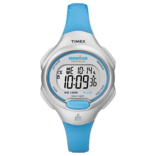 Timex Women's T5K739 Ironman Essential 10 Mid-Size Turquoise Resin Strap Watch