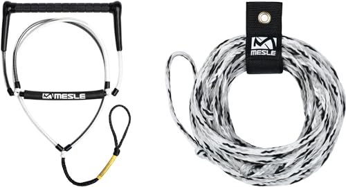 Mesle Slalom Wasserski Leine Easy Up 75\', mit Starthilfe-Dreieck zum Monofahren, einfacher Slalom Wasserski-Start, Länge 18,3-23 m, schwimmend, Gummi-Hantel Mesle Slalom Wasserski Leine Easy Up 75\', mit Starthilfe-Dreieck zum Monofahren, einfacher Slalom Wasserski-Start, Länge 18,3-23 m, schwimmend, Gummi-Hantel