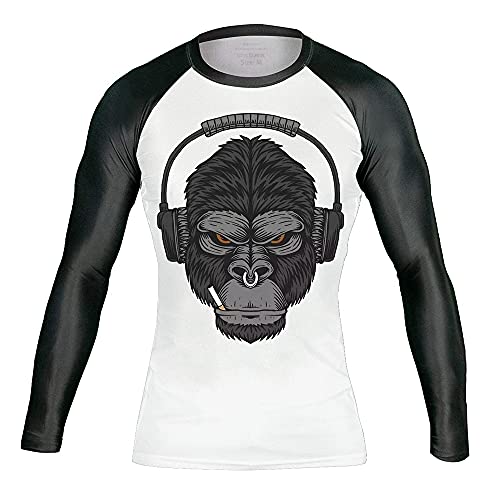 CHOO Men's Sun Protection Swim Shirt UPF 50+ Skins Tee for Surfing Casual Running, Gorilla, Large