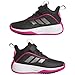 adidas Own The Game 3.0 Mid Top Elastic Lace & Strap Basketball Sneaker, Black/Iron Metallic/Shock Pink, 12.5 US Unisex Little Kid