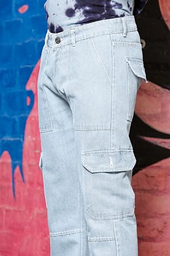 Image of RAGZO Cargo Pants for Men || Men Cargo Jeans Pant || Cargos for Men || Loose Fit Jeans Cargo