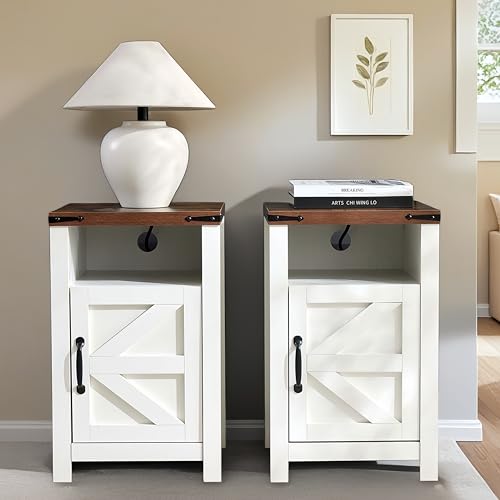 Puntogen White Farmhouse Nightstand