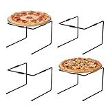 MyGift Black Metal Tabletop Pizza Platter Riser Stands, Set of 4