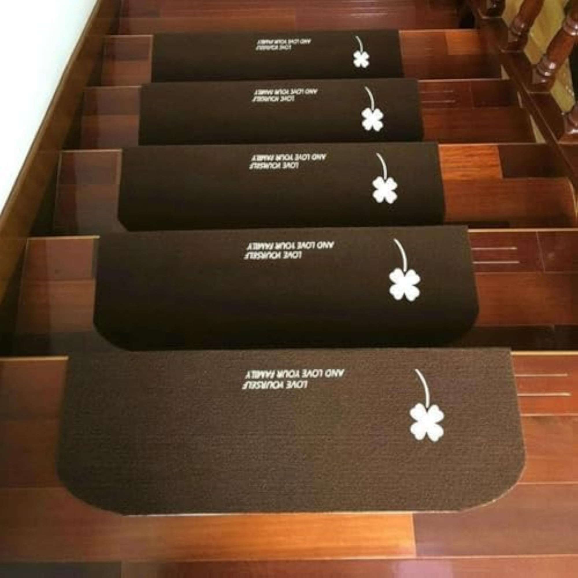 Non-Slip Backing Marble Stair Steps Soft Mat Luminous Coffee Clover 70X24Cm