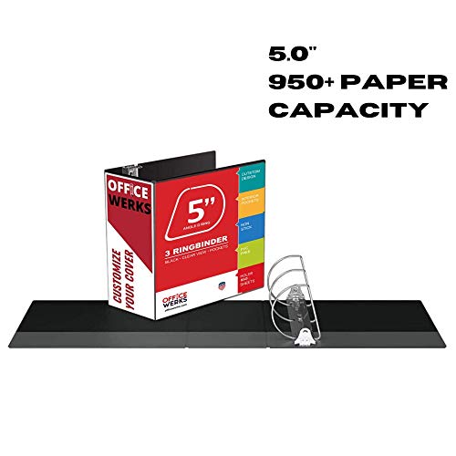 Image of 3 Ring Binder, Professional D Ring Binder 5 Inch, Presentation Folder for Standard Pages 8.5 x 11 with Pockets, Durable and Strong Black Binder (4 Pack)