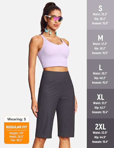 Image of ISEEGZ 15 inch / 18 inch / 21 inch / 25 inch Capri Pants for Women High Waist with Pockets Women's Capris Workout Yoga Pants Loose Straight Leg
