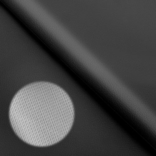 LOMUG Simili Cuir au Metre, 100x140cm Tissus Simili Cuir Noir pour Revêtement et Décoration, Tissu Cuir Synthétique Imperméable pour Réparation des...