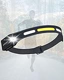 Stirnlampe LED Wiederaufladbar, Kopflampe Stirnlampe Rotlicht, Wasserdichte Stirnlampe Kinder, 5 Lichtmodi Stirnlampen Extrem Hell, Sensor Headlamp mit Tragetasche für Joggen Laufen Angeln Camping