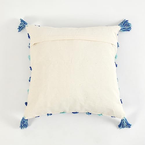 Image of Sofa Cushion Cover Cotton for Living Room Couch Soft Pillow Cover Size 16x16 Inch Blue Check | Pack of 1