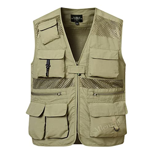Men Multi-Pocket Classic Vest Unloading Solid Quick Dry Sleeveless Jacket Work Vest2