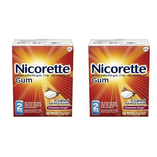 Nicorette 2mg Nicotine Gum to Quit Smoking - Cinnamon Surge Flavored Stop Smoking Aid, 160 Count (Pack of 2)