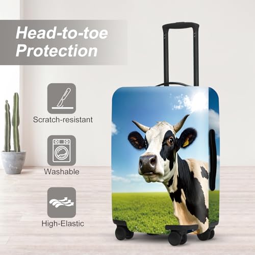 Image of Cow Meadow Luggage Cover, Washable Suitcase Protector Realistic Pastoral Scene Anti-scratch for 24 inch,26 inch Bag