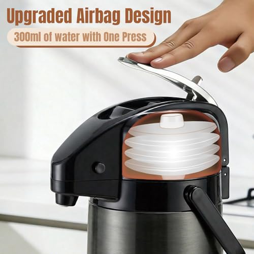 Image of Upgraded Airpot Coffee Carafe with Double Pump - 84oz /2.5L Coffee Carafe for Keeping Hot, Beverage Dispenser for Hot /Cold Beverage (1, Black)