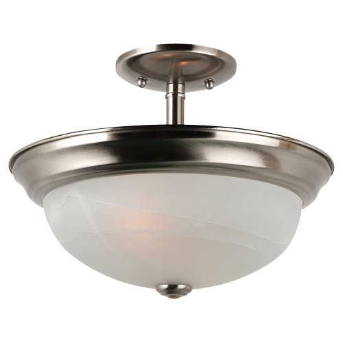 Sea Gull Lighting Generation 77950-962 Transitional Two Light Semi-Flush Convertible Pendant from Seagull-Windgate Collection in Pewter, Silver Finish, Brushed Nickel
