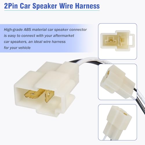Jayubien 72-9301 Car Front Door Speaker Adapter Compatible with Toyota Sequoia Camry Corolla Mitsubishi Mirage Hyundai Elantra Sonata Kia Optima Speaker Wire Harness Connector 2Pin 4PCS - Image 3